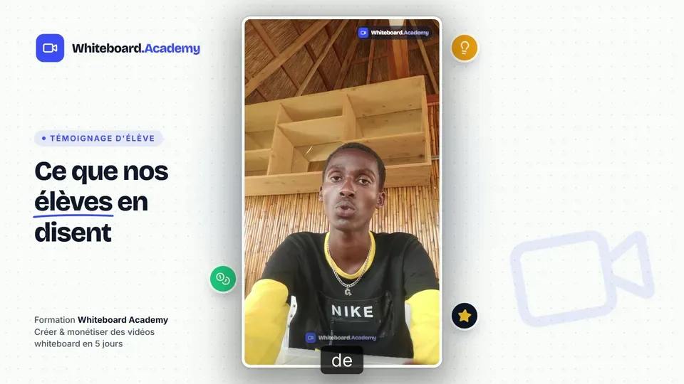 Gauthier, élève de Whiteboard Academy, donne son avis face à la caméra